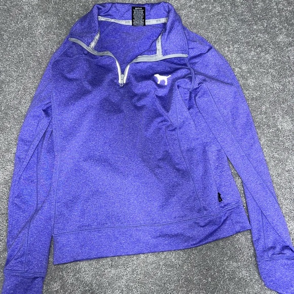 PINK Victoria Secret Purple Quarter-Zip Puller - Picture 2 of 3